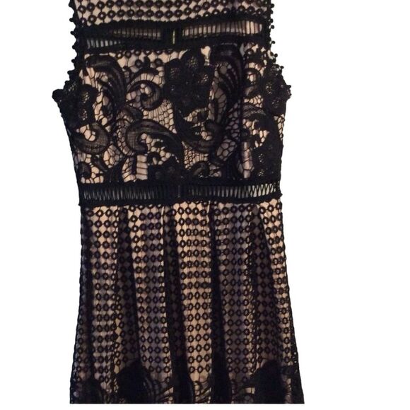 Ina Dresses & Skirts - Gorgeous black corcheted dress peek a boos Large L lined stretch sleeveless